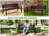 47in PVC Mesh Backrest Iron Bench Black 75056044