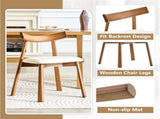 2 walnut colored solid wood dining chairs, with white PU soft cushions and curved backrests that fit W1512P510307