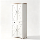 () 4-Door 1-Drawer Barn-Style Wardrobe Embossed Particleboard Storage Cabinet 16197999