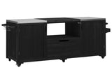 K&K 66.5" Outdoor Kitchen Island for Big Green Egg Grills, Solid Wood Outdoor Grill Cart for N707P250629B