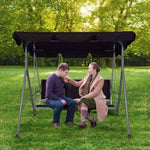 ZUN 3-Person Outdoor Swing Chair Adjustable Canopy Hammock Seats, Patio Porch Garden Swing, Black W2181P163444