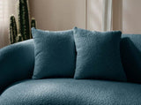 102'' Boucle Sofa Modern Sectional Half Moon Leisure Couch Curved Sofa Teddy Fleece Velet Blue W87694857