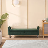 67.91"Wide Velvet Storage Soft Bench with Armrests for Living Room, Entryway and Bedroom. GREEN 02294187