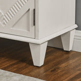 33.6" Retro Wooden Sideboard Buffet Cabinet with Storage, Symmetrical Geometric Accent Display W1801P346237