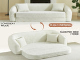 87-inch Curved Convertible Sofa Recliner, 2-in-1 Fold-Out Sofa Bed, with Pull-Out Base and Deep Seat W3505P452804