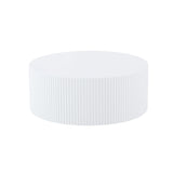 Contemporary Round Coffee Table with Handcrafted Relief, 35.43inch, Whtie W876P252232