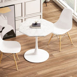 31.50"Modern Octagonal Coffee Table with Printed White Marble Table Top,Metal Base, for Dining Room, W757126158