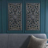 Distressed Carved Wood 2-piece Wall Decor Set B03598797