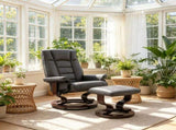 Faux Leather Reclining Chair, Manual Recliner Chair with Tufted Back & Wood Frame, Living Room 97781054