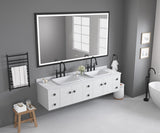 84in. W x 48in. H Oversized Rectangular Black Framed LED Mirror Anti-Fog Dimmable Wall Mount W127291633