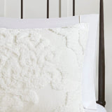 Full/Queen 3 Piece Tufted Cotton Chenille Damask Duvet Cover Set B03597340