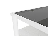 Rectangle Coffee Table with Gray Tempered Glass top and White Legs, Modern Table for Living Room W241139569