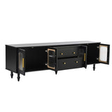 ON-TREND Retro Design TV Stand Fluted Glass Doors for TVs Up to 78'', Practical Media Console WF325997AAB