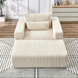 75-Inch Corduroy Sponge Sofa Lounge Chair with Removable footrest,No Assembly Required,Fluffy Modern W834P206099
