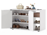 Adjustable Shelf Shoe Cabinet, 2-Door Enclosed 3-Tier Open Storage Organizer for Entryway-White 34855833