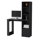 ZUN Peterson Computer Desk with 4-Tier Bookcase and 1-Door Cabinet Black B062111729