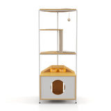 Corner Cat Tower, Cat Tree with Scratching Post, Cat Condo with Feeding Station and Climbing W1687106555