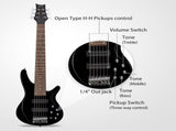 44 Inch GIB 6 String H-H Pickup Laurel Wood Fingerboard Electric Bass Guitar 16259633