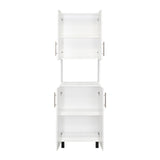 Linden 76,8" Tall Two Double Door Cabinet Kitchen Pantry with Hutch and Five Shelves, Microwave B200P286966