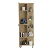 Urano Mirror Linen Cabinet, Four Interior Shelves, Five External Shelves -Light Oak B20091989