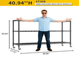 3-tier, adjustable shelf spacing, with adjustable feet and wheels, iron display stand, 117*45*104cm, 71657216