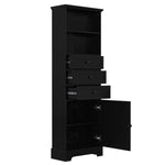 ZUN Black Tall Storage Cabinet with 3 Drawers and Adjustable Shelves for Bathroom, Study, Office and WF323347AAB