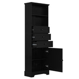 ZUN Black Tall Storage Cabinet with 3 Drawers and Adjustable Shelves for Bathroom, Study, Office and WF323347AAB