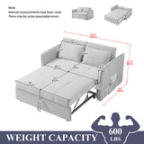 53.5"Chenille fabric pull-out sofa bed,sleeper loveseat couch with adjustable armrests-Yellow 00609460