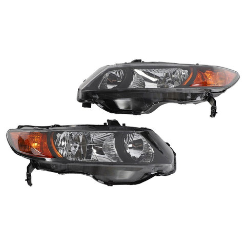 ZUN 2pcs Front Left Right Headlights for Honda Civic 2006-2011 2dr Coupe Models Only Black 91407748