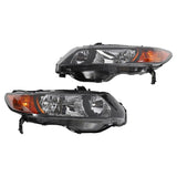 2pcs Front Left Right Headlights for Honda Civic 2006-2011 2dr Coupe Models Only Black 91407748