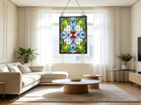 Tiffany Style Stained Glass Window Panel 17 x 29 in, Vintage Hanging Transom with Chain, for Kitchen 87357701
