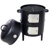 17 Inch Steel Charcoal Smoker, Heavy Duty Round BBQ Grill for Outdoor Cooking, Black W465P216801