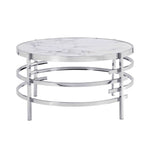 ZUN 32.48'' Chrome Round Coffee Table With Sintered Stone Top&Sturdy Metal Frame, Modern Coffee Table W1071P144337