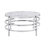 ZUN 32.48'' Chrome Round Coffee Table With Sintered Stone Top&Sturdy Metal Frame, Modern Coffee Table W821115001