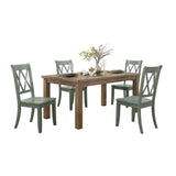 ZUN Casual Teal Finish Side Chairs Set of 2 Pine Veneer Transitional Double-X Back Design Dining Room B01143554