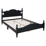 Full Size Wood Platform Bed Frame,Retro Style Platform Bed with Wooden Slat Support,Black WF310129AAB