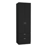 ZUN Vico 76" High Armoire Wardrove Closet with 2 Drawers, Double Door Cabinet , One Shelf and Hanging B200P188837