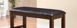 Farmhouse Style 1pc Brown Espresso Counter Height Bench Footrest Faux Leather Upholstered Seat B011P149006