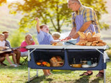 4FT Portable Folding Camping Table with Storage, Aluminum Outdoor Cooking Station with 2 Adjustable 53450673