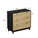 30.31"3-Drawers Storage Cabinet Rope Woven Drawer,for Bedroom,Living Room,Dining Room,Hallways,Black W757P151925