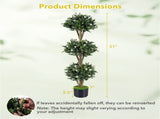 51" Artificial Boxwood Topiary Tree with 59 Flowers, Realistic Faux Evergreen Plant - White 33007501