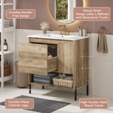30" Modern Wood Fixture Bathroom Vanity, Bathroom with Sliding Drawer, Bathroom Storage N710P247136P