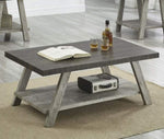 ZUN Athens Contemporary Two-Tone Wood Shelf Coffee Table in Weathered Walnut and Gray T2574P164645