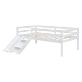 ZUN Twin Low Loft Bed with Slide, Ladder, Safety Guardrails, No Box Spring Needed,White W504P145269