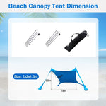 ZUN 6.5x6.5FT Foldable Beach Canopy Tent Collapsible Shade Sail Sun Protection Windproof Shelter 4 29696457