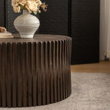 ZUN Vintage Fashion Style Cylindrical Nesting Coffee Table Set with Vertical Textured Embossed Design W757P195739