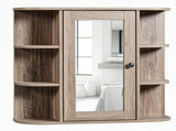Bathroom Wall Cabinet Featuring 1 Mirrored Door 3 Shelves on Each Side MDF Construction with 57813692