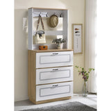 Light Oak and White Shoe Cabinet with Drop Down Drawer B062P189216