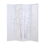 ZUN Bamboo Print 4-Panel Framed Room Screen/Divider, White T2574P165154