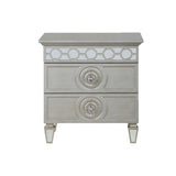 ZUN 2 Drawers Nightstand with Mirror Inlay Trim in Silver Finish B016P257235